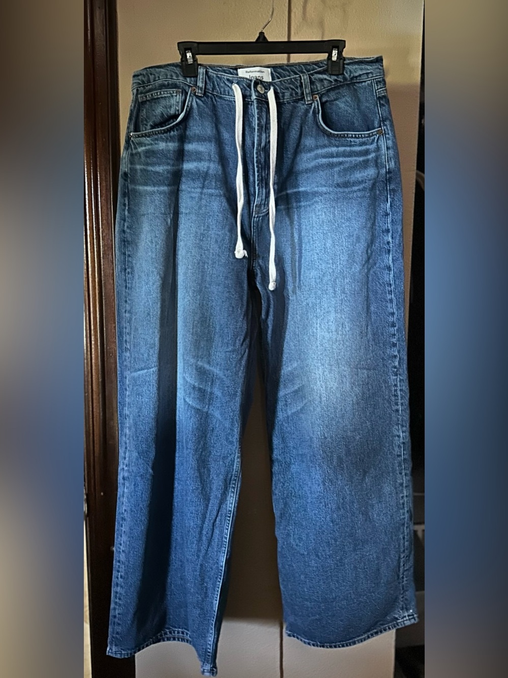 Reformation Blue Wide Leg Denim Jeans